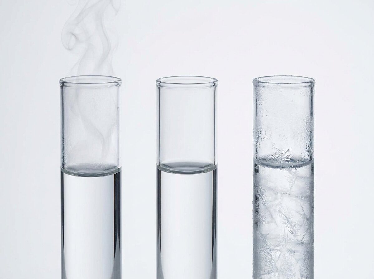 冷水、溫水、熱水三種水溫的視覺對比